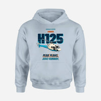 Thumbnail for Airbus H125 - Peak plans. Zero runway. design on light blue hoodie single side