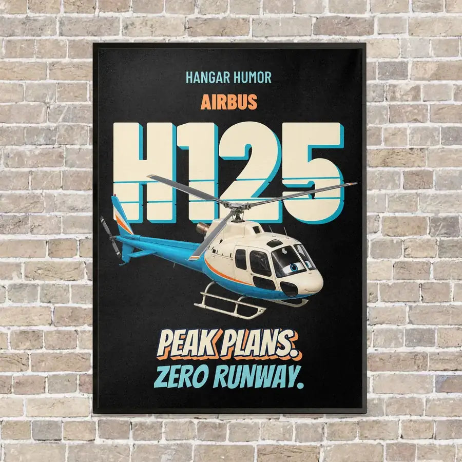Airbus H125 - Peak plans. Zero runway. vertical canvas print - framed - black background