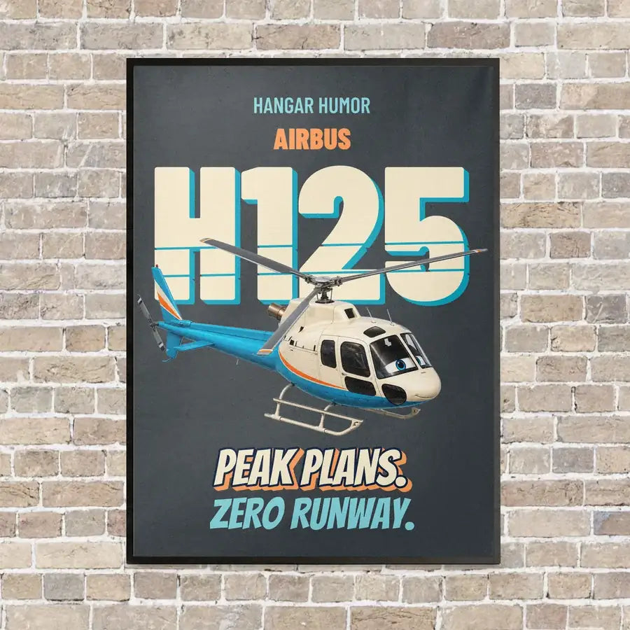 Airbus H125 - Peak plans. Zero runway. vertical canvas print - framed - gray background