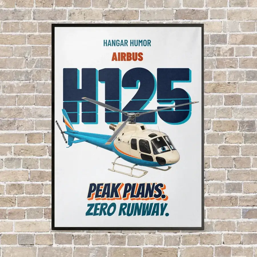 Airbus H125 - Peak plans. Zero runway. vertical canvas print - framed - white background