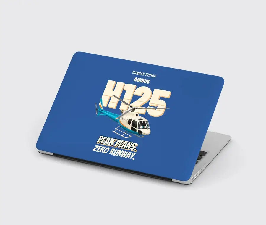 Airbus H125 - Peak plans. Zero runway. design on blue MacBook case