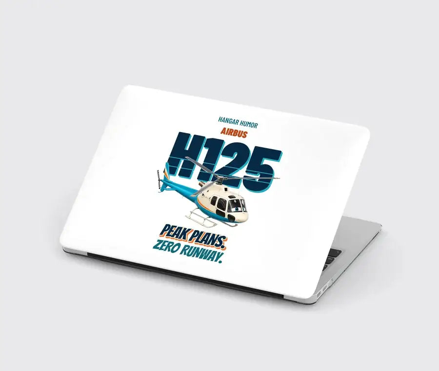 Airbus H125 - Peak plans. Zero runway. design on white MacBook case