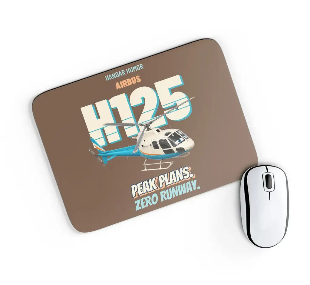 Airbus H125 - Peak plans. Zero runway. design on brown rectangle mouse pad