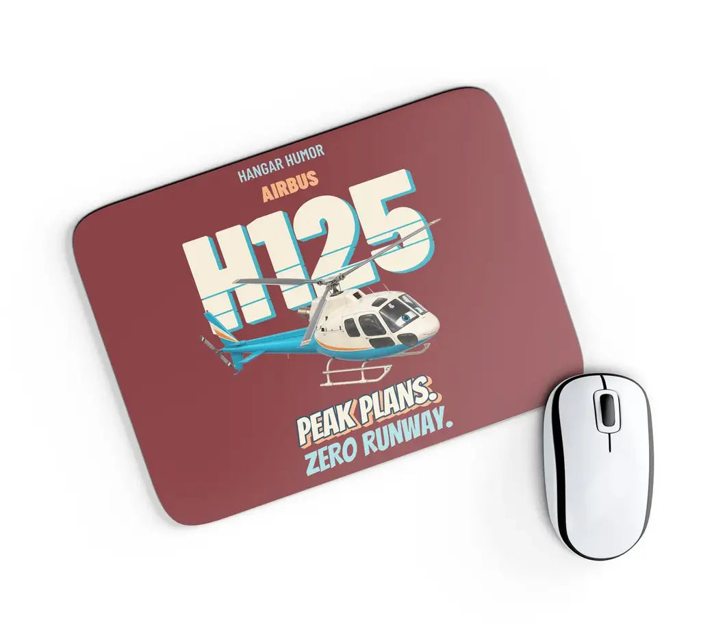 Airbus H125 - Peak plans. Zero runway. design on dark red rectangle mouse pad