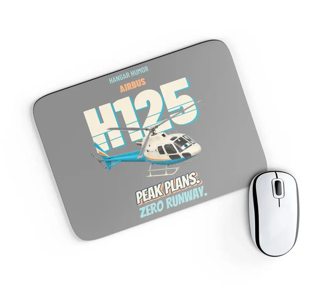 Airbus H125 - Peak plans. Zero runway. design on gray rectangle mouse pad