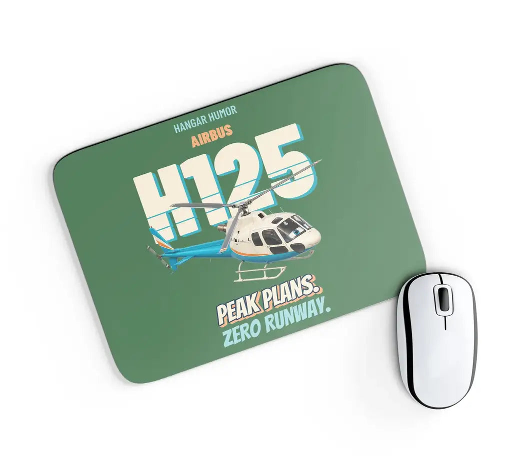 Airbus H125 - Peak plans. Zero runway. design on green rectangle mouse pad