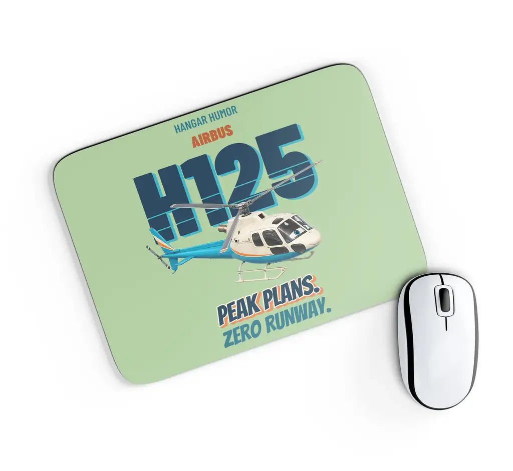Airbus H125 - Peak plans. Zero runway. design on light green rectangle mouse pad