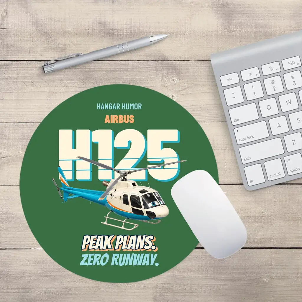 Airbus H125 - Peak plans. Zero runway. design on green round mouse pad