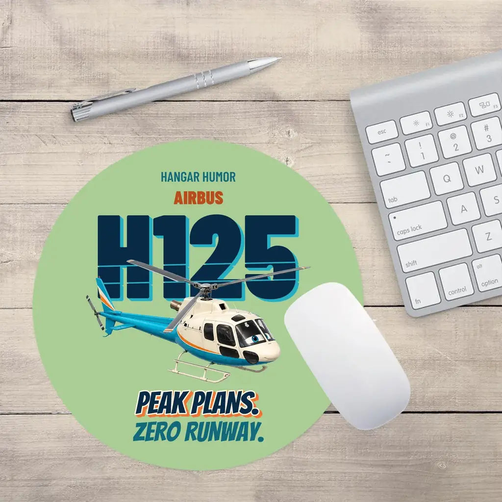 Airbus H125 - Peak plans. Zero runway. design on light green round mouse pad