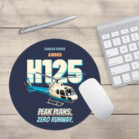 Thumbnail for Airbus H125 - Peak plans. Zero runway. design on navy blue round mouse pad