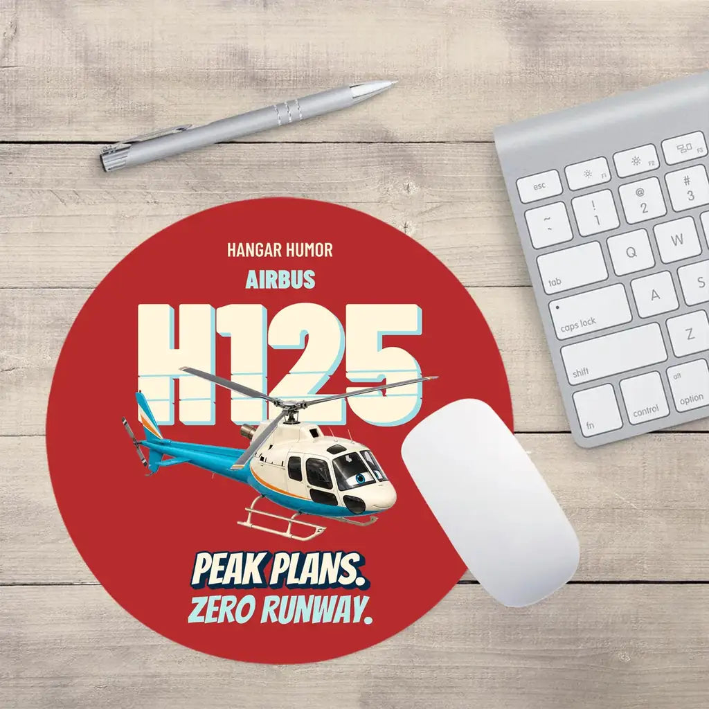 Airbus H125 - Peak plans. Zero runway. design on red round mouse pad