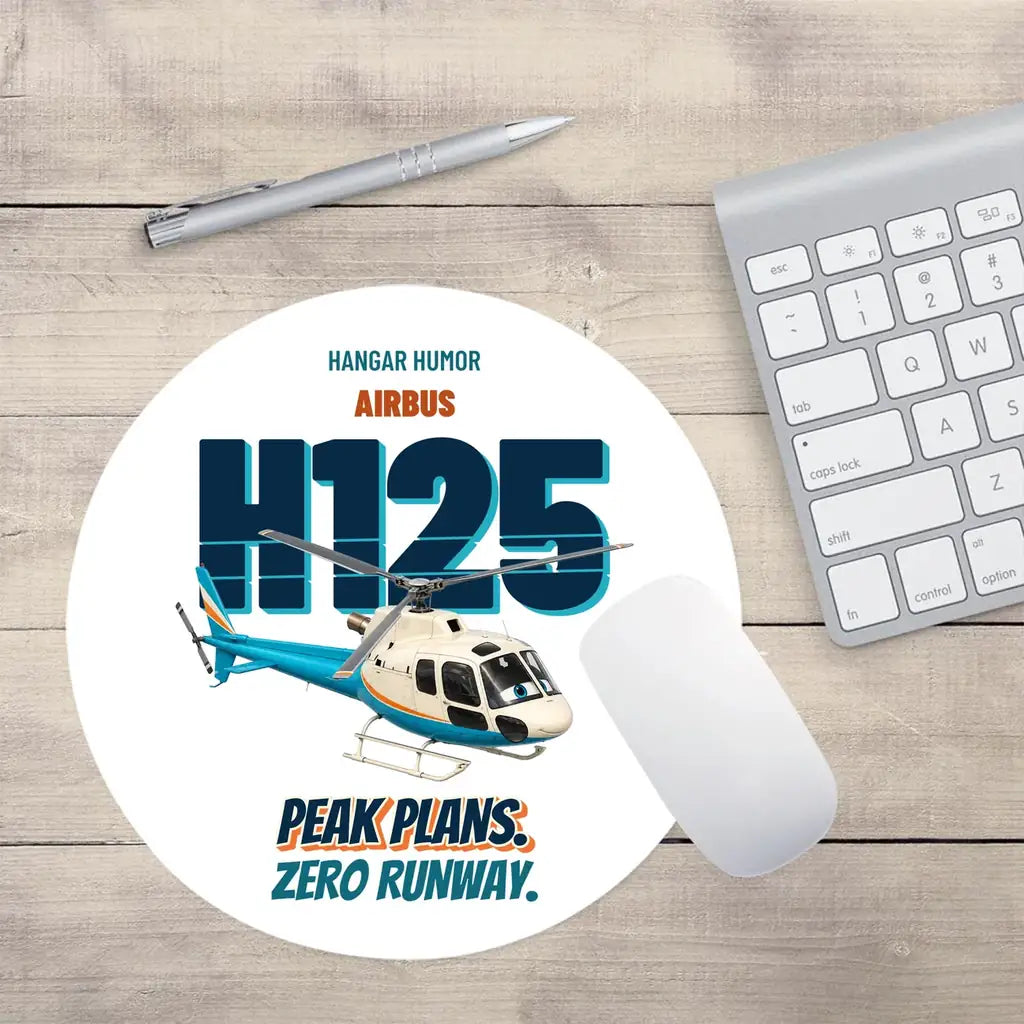 Airbus H125 - Peak plans. Zero runway. design on white round mouse pad