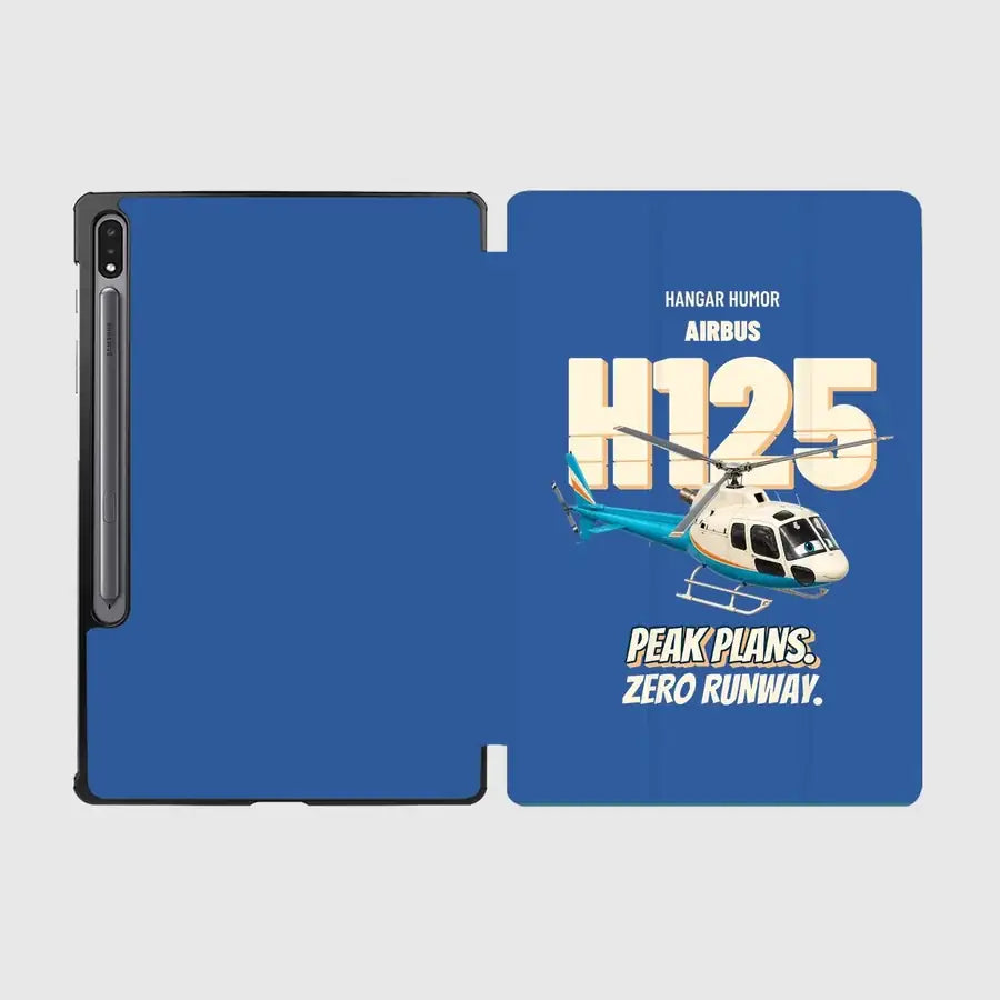 Airbus H125 - Peak plans. Zero runway. design on blue samsung tablet tablet case
