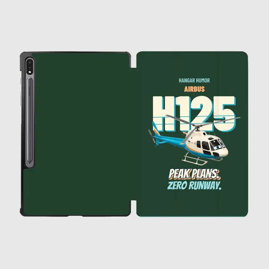 Airbus H125 - Peak plans. Zero runway. design on dark green samsung tablet tablet case