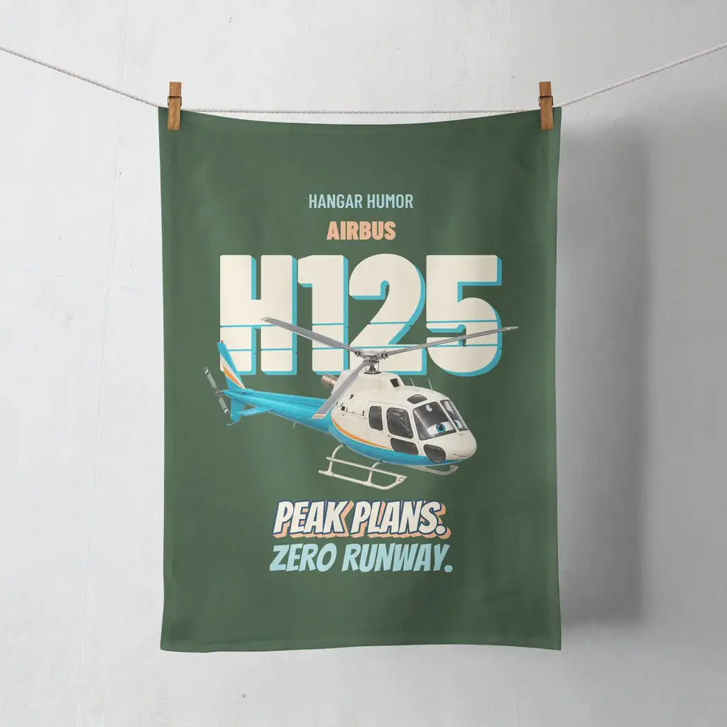 Airbus H125 - Peak plans. Zero runway. design on dark green towel