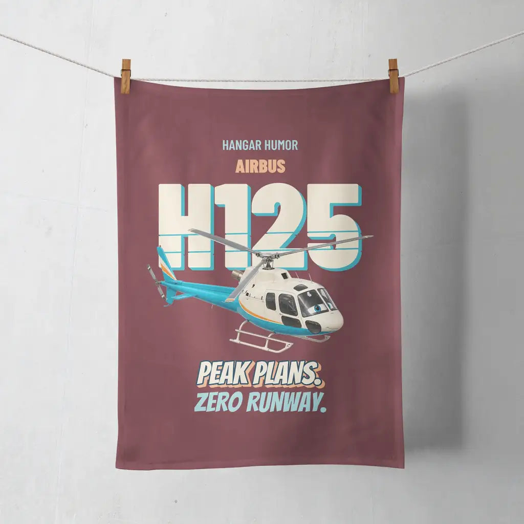 Airbus H125 - Peak plans. Zero runway. design on dark red towel