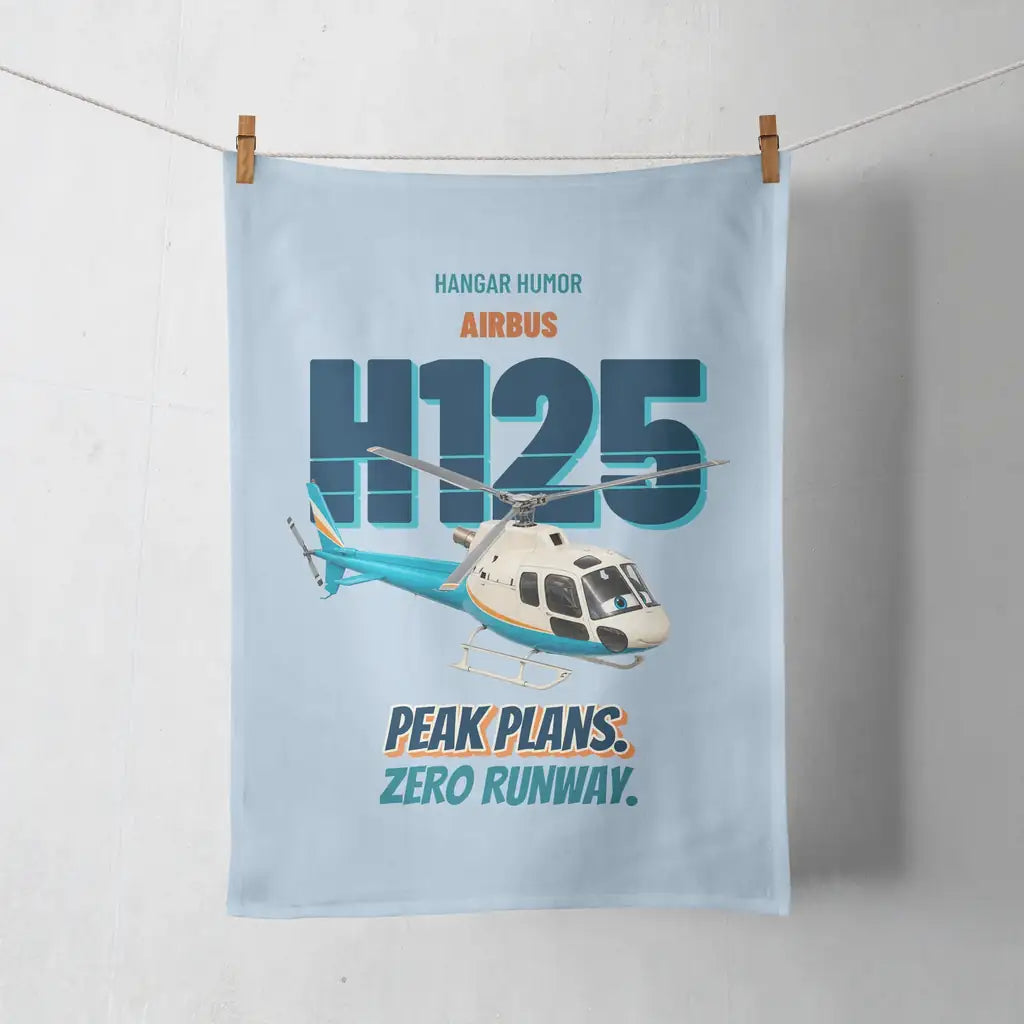 Airbus H125 - Peak plans. Zero runway. design on light blue towel
