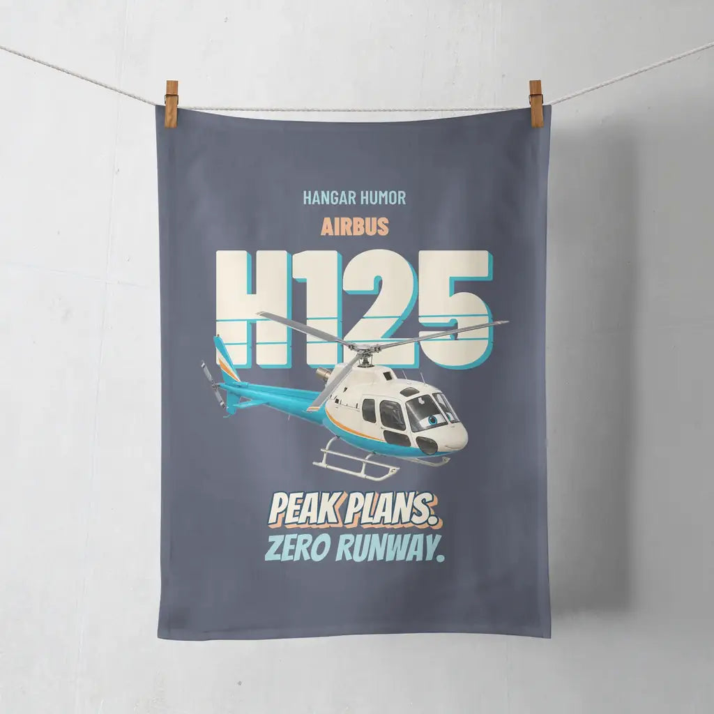 Airbus H125 - Peak plans. Zero runway. design on navy blue towel