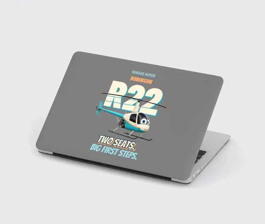 Robinson R22 Beta II - Two seats. Big first steps. design on gray MacBook case