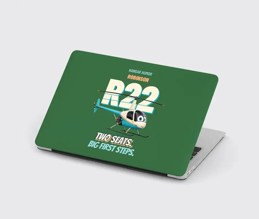 Robinson R22 Beta II - Two seats. Big first steps. design on green MacBook case