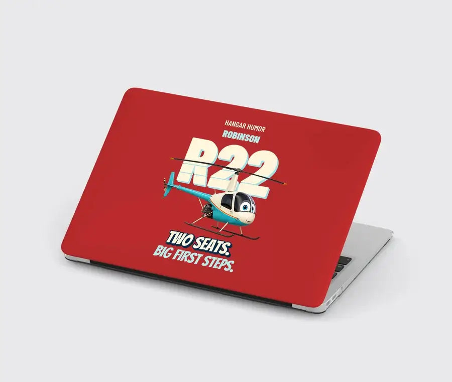 Robinson R22 Beta II - Two seats. Big first steps. design on red MacBook case
