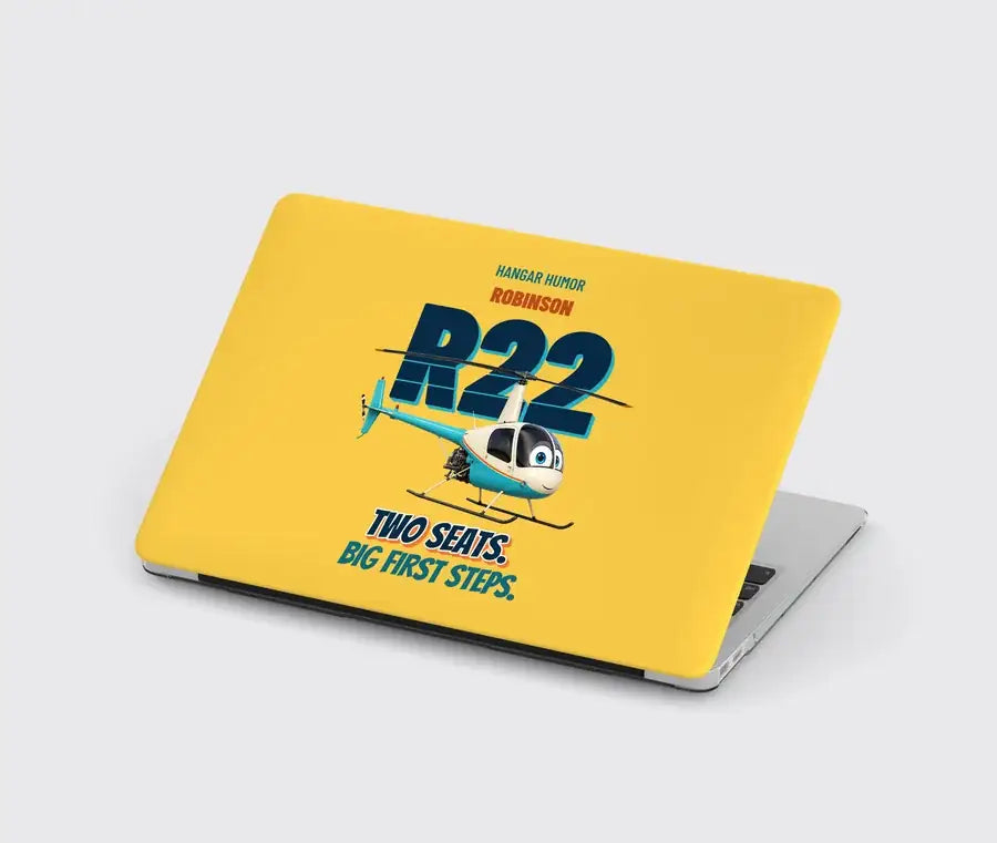 Robinson R22 Beta II - Two seats. Big first steps. design on yellow MacBook case