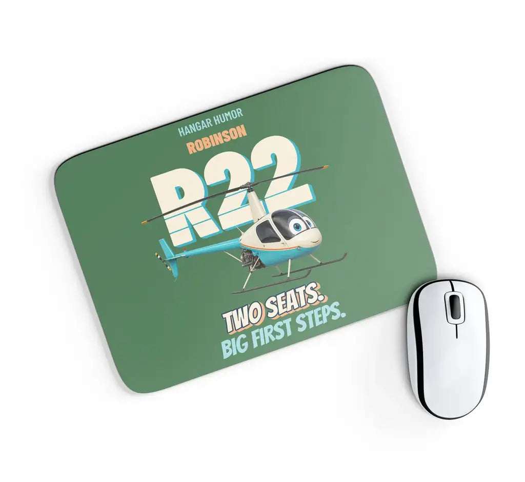 Robinson R22 Beta II - Two seats. Big first steps. design on green rectangle mouse pad