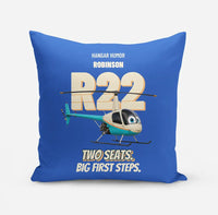 Thumbnail for Robinson R22 Beta II - Two seats. Big first steps. design on blue pillow