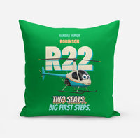 Thumbnail for Robinson R22 Beta II - Two seats. Big first steps. design on green pillow