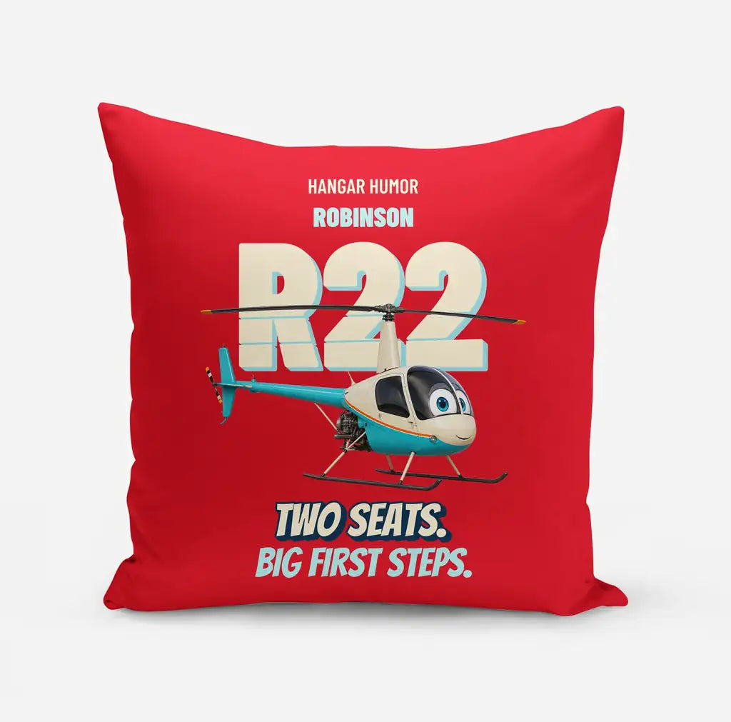 Robinson R22 Beta II - Two seats. Big first steps. design on red pillow