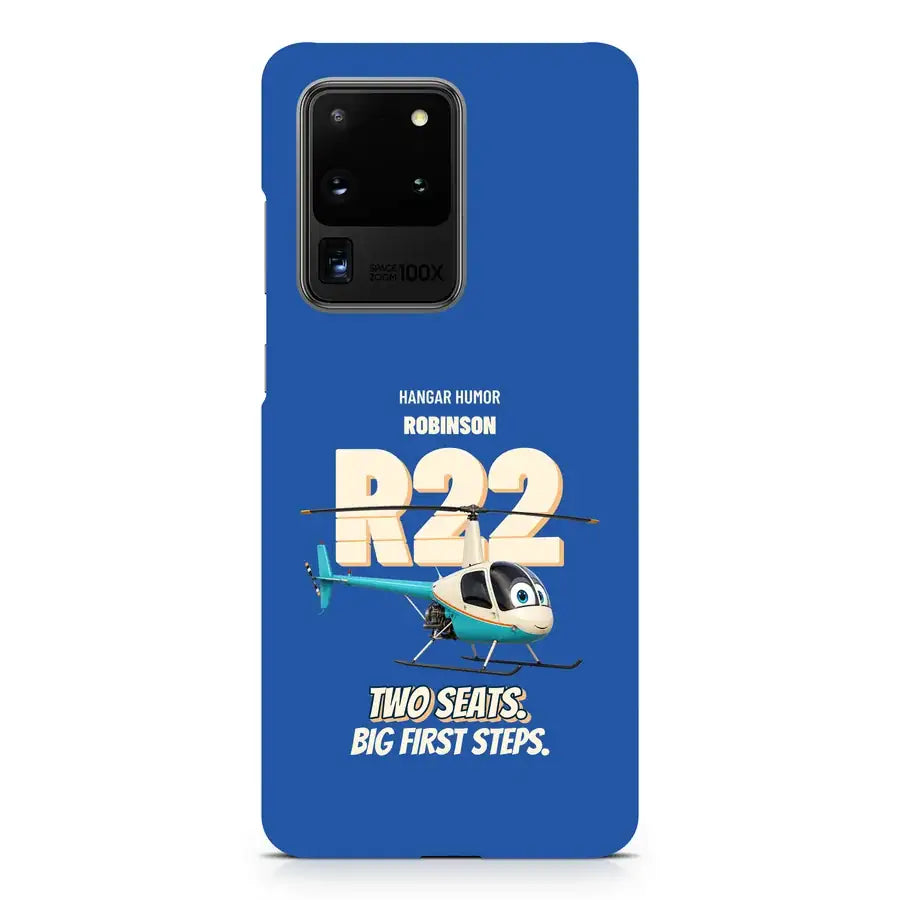 Robinson R22 Beta II - Two seats. Big first steps. design on blue samsung case