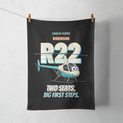 Robinson R22 Beta II - Two seats. Big first steps. design on black towel