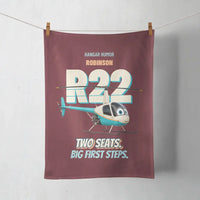 Thumbnail for Robinson R22 Beta II - Two seats. Big first steps. design on dark red towel