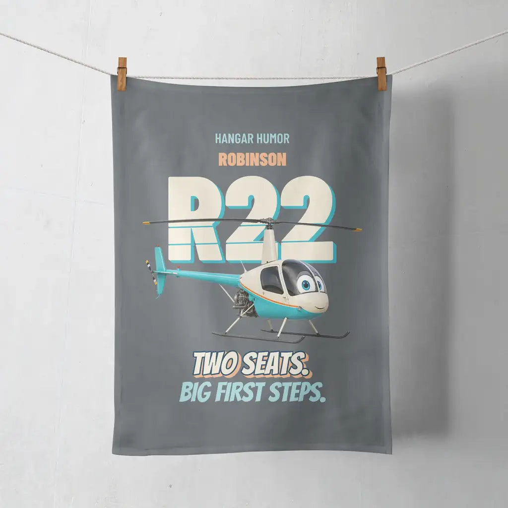 Robinson R22 Beta II - Two seats. Big first steps. design on gray towel