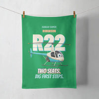 Thumbnail for Robinson R22 Beta II - Two seats. Big first steps. design on green towel