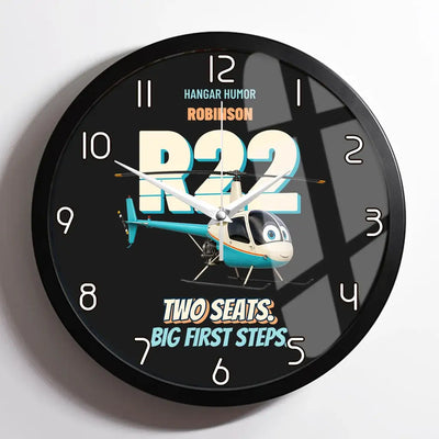 Robinson R22 Beta II - Two seats. Big first steps. design on black framed wall clock