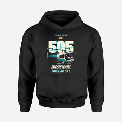 Bell 505 - Fresh look. Familiar sky. design on black hoodie single side