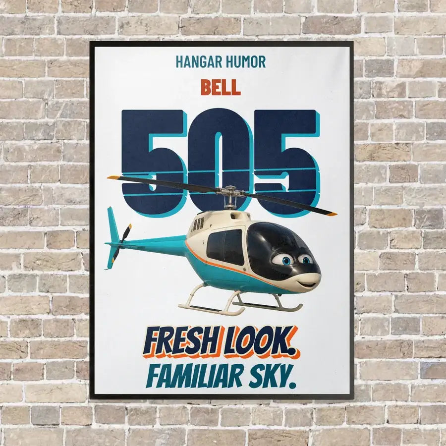 Bell 505 - Fresh look. Familiar sky. vertical canvas print - framed - white background