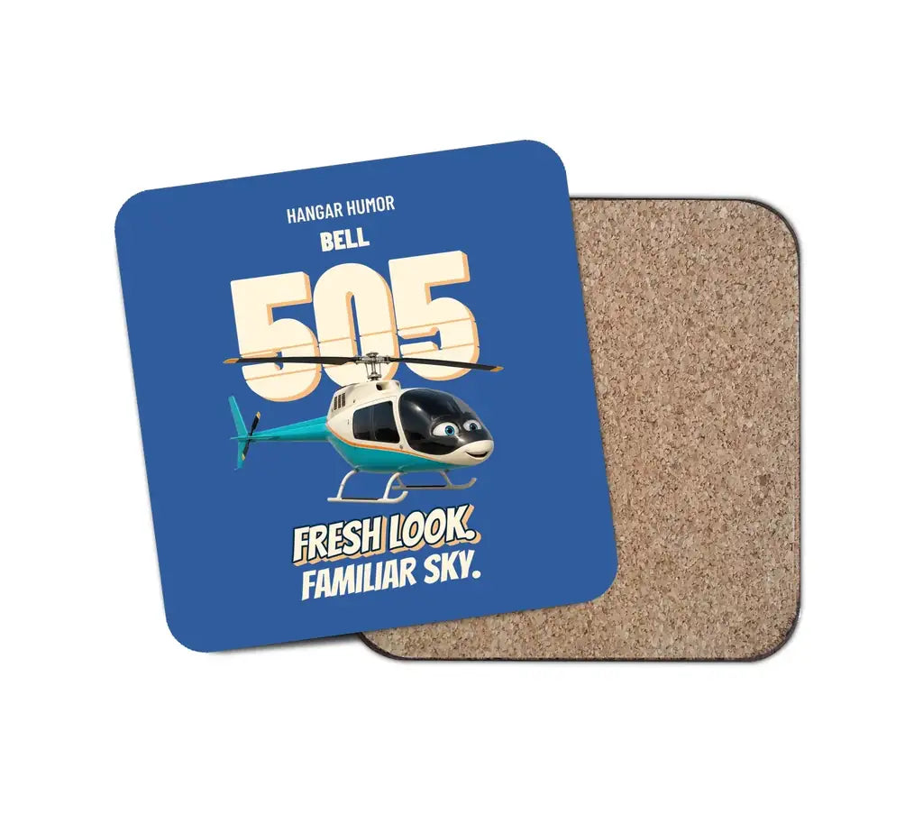 Bell 505 - Fresh look. Familiar sky. design on blue 1 piece coaster