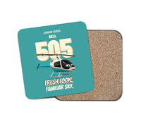 Thumbnail for Bell 505 - Fresh look. Familiar sky. design on turquoise 1 piece coaster