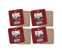 Thumbnail for Bell 505 - Fresh look. Familiar sky. design on dark red 4 pieces set coaster
