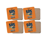 Thumbnail for Bell 505 - Fresh look. Familiar sky. design on orange 4 pieces set coaster