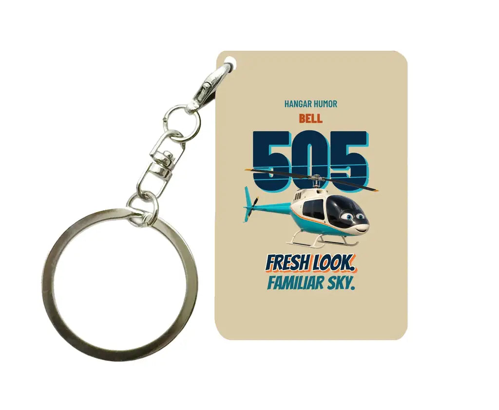 Bell 505 - Fresh look. Familiar sky. design on beige key chain
