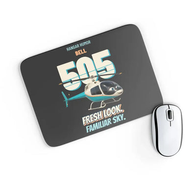 Bell 505 - Fresh look. Familiar sky. design on black rectangle mouse pad