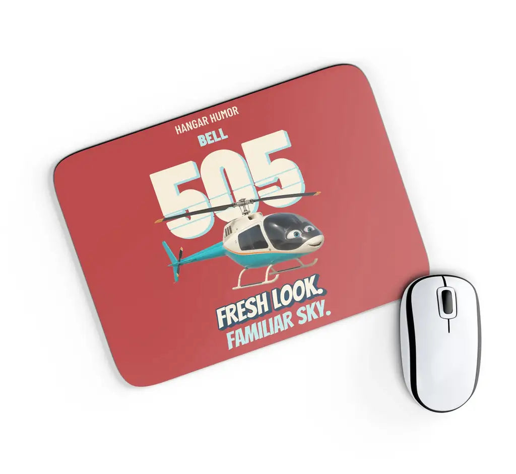 Bell 505 - Fresh look. Familiar sky. design on red rectangle mouse pad