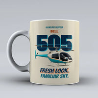Thumbnail for Bell 505 - Fresh look. Familiar sky. design on beige ceramic mug