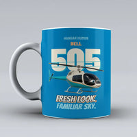 Thumbnail for Bell 505 - Fresh look. Familiar sky. design on turquoise ceramic mug