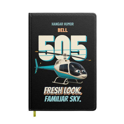 Bell 505 - Fresh look. Familiar sky. design on black notebook