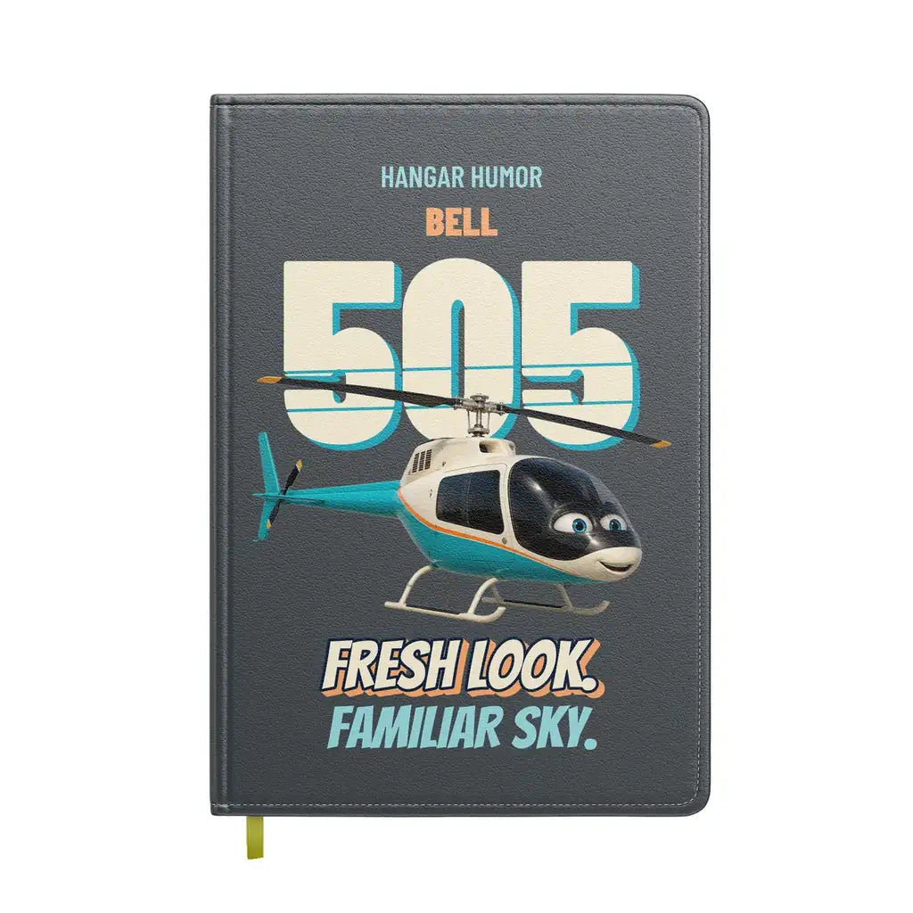 Bell 505 - Fresh look. Familiar sky. design on gray notebook