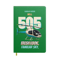 Thumbnail for Bell 505 - Fresh look. Familiar sky. design on green notebook